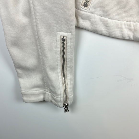ANTHROPOLOGIE MOTO jacket Sz M CREME COLOR NWOT ZIPPERS SNAPS COTTON/poly blend - Picture 6 of 16
